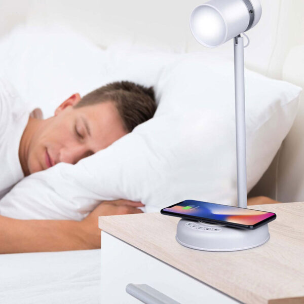 LED-Lampe mit Lautsprecher und kabellosem Ladegerät Grundig Weiß 15 W 76 Lm Ø 12 x 34 cm Kunststoff 3 in 1 – Bild 6