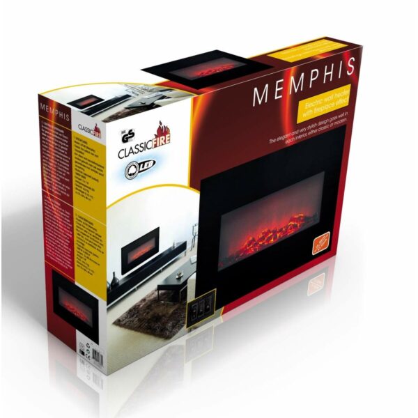 Dekorativer elektrischer Wandkamin Classic Fire Memphis Schwarz 1800 W 66 x 13 x 46 cm – Bild 3