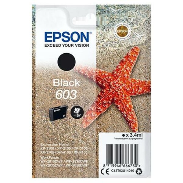 Original Tintenpatrone Epson P-2100, 3100, 4100 / WF-2830DWF, 2850DW - Nº 603 Schwarz (10 Stück) – Bild 2