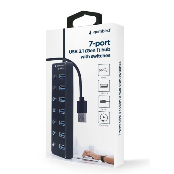 Hub USB GEMBIRD UHB-U3P7P-01 Schwarz – Bild 5