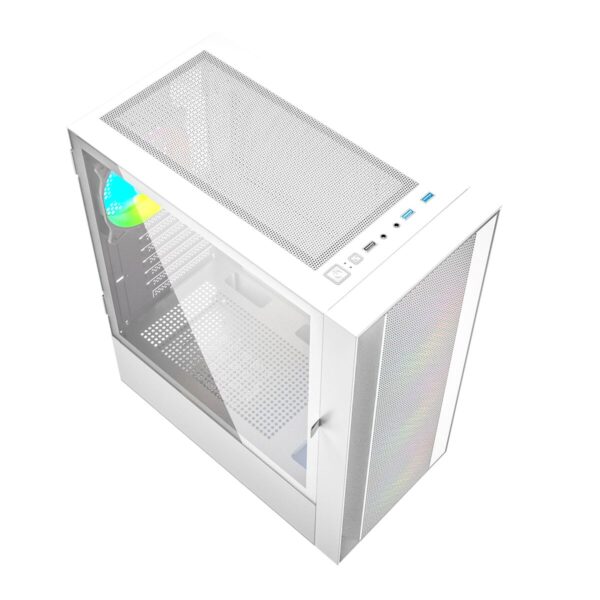 ATX Semi-Tower Gehäuse GEMBIRD Fornax 4000W ARGB Weiß Bunt – Bild 6