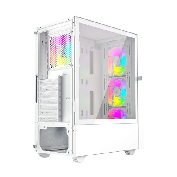 ATX Semi-Tower Gehäuse GEMBIRD Fornax 4000W ARGB Weiß Bunt – Bild 7