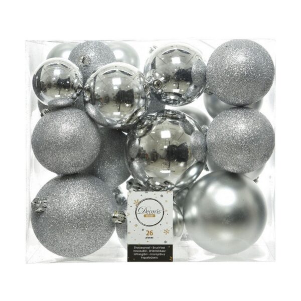 Weihnachtsbaumkugeln Decoris Silberfarben Brillant (26 Stücke) – Bild 2