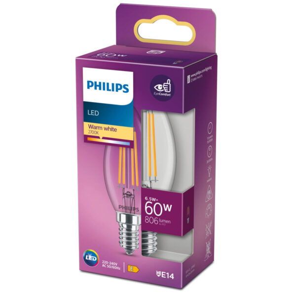 LED-Glühbirne in Kerzenform Philips Equivalent  E14 60 W Weiß E (2700 K) – Bild 2