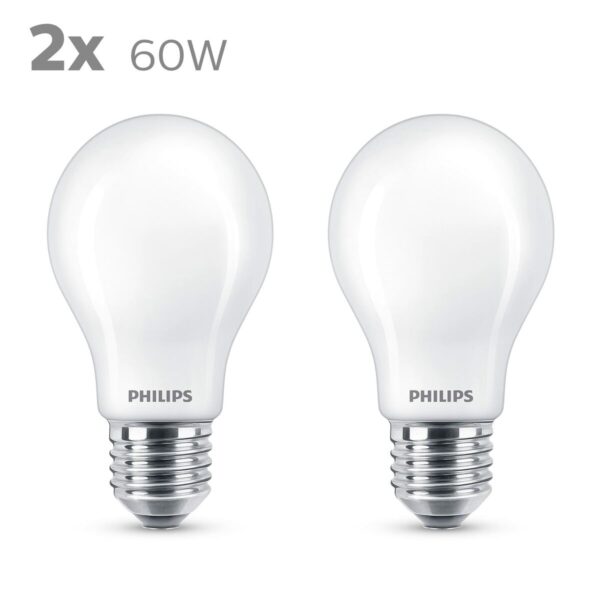 LED-Lampe Philips Classic Standard 60 W Weiß E E27 (2700 K) (2 Stück) – Bild 2