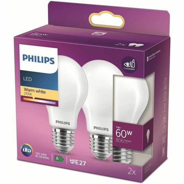 LED-Lampe Philips Classic Standard 60 W Weiß E E27 (2700 K) (2 Stück) – Bild 3