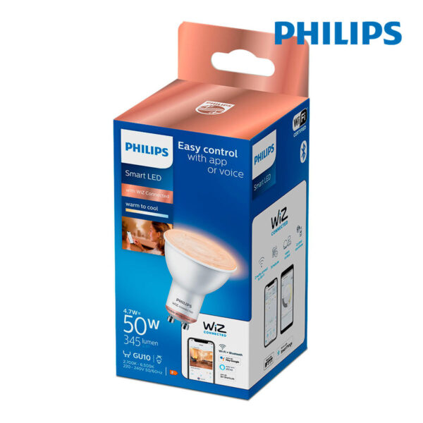 Kaltlicht LED-Glühbirne Philips Wiz Weiß F 4,7 W GU10 345 Lm (2700 K) (2700-6500 K) – Bild 4