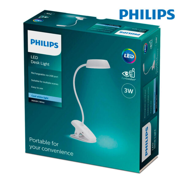 Tischlampe Philips Lámpara de mesa Weiß Metall 3 W – Bild 4