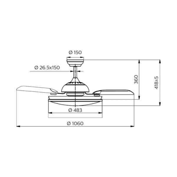 Deckenventilator mit Lampe Philips Atlas 35 W 28 W 4500 Lm Nickel (2700 K) – Bild 7