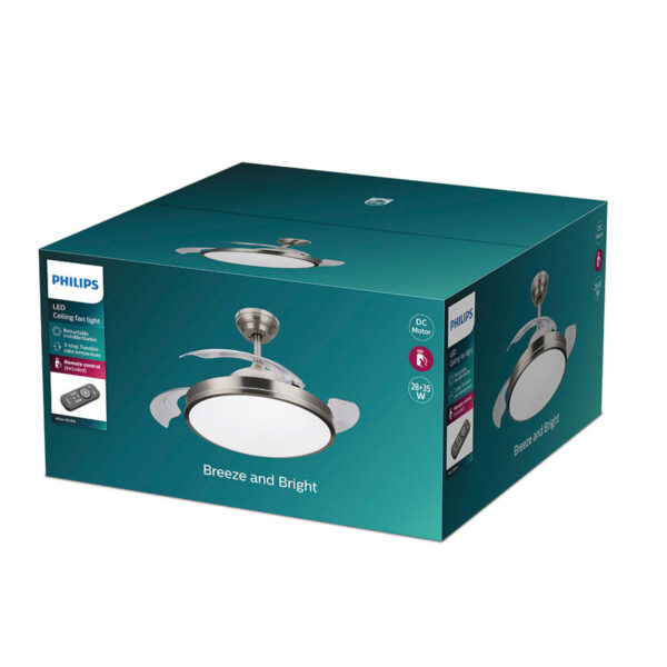 Deckenventilator mit Lampe Philips Atlas 35 W 28 W 4500 Lm Nickel (2700 K) – Bild 4