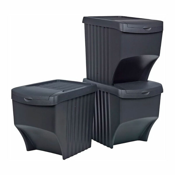 Recycling Papierkorb Sortibox Schwarz Stapelbar – Bild 2