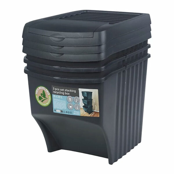 Recycling Papierkorb Sortibox Schwarz Stapelbar – Bild 3