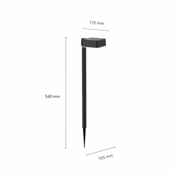 Solar-Gartenpfahl Philips Vynce 1,5 W 10,5 x 13,5 x 54 cm Schwarz Kunststoff karriert (2700 K) (Warmes Weiß) (1 Stück) – Bild 4