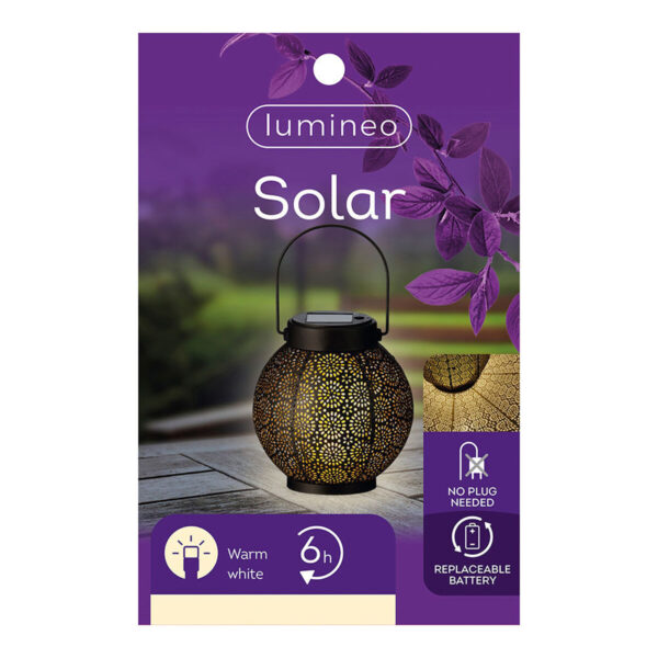 Laterne Lumineo 897539 Solar 16 cm Schwarz Metall – Bild 3