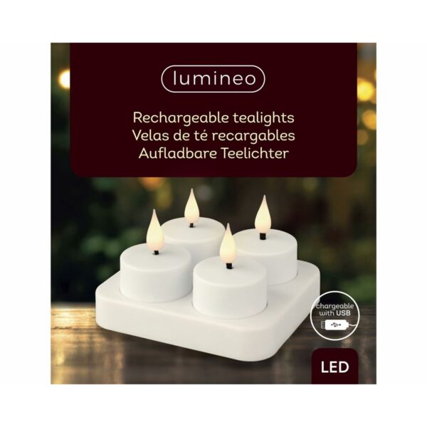 LED Kerze Lumineo 485346 Weiß Aufladbar Innen (4 Stück) – Bild 3