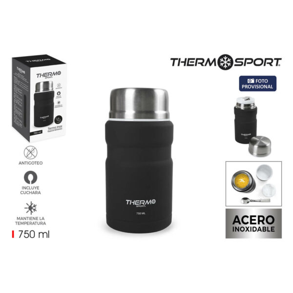 Thermoskanne für Lebensmittel ThermoSport Schwarz Stahl 750 ml (6 Stück) – Bild 2