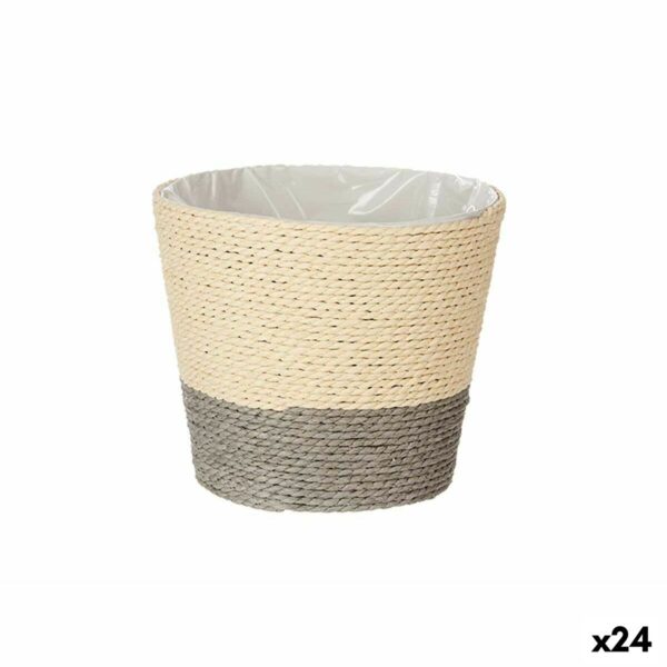 Blumentopf Ibergarden 86439 Grau natürlich Schnur Kunststoff 15 x 15 x 14 cm (24 Stück)