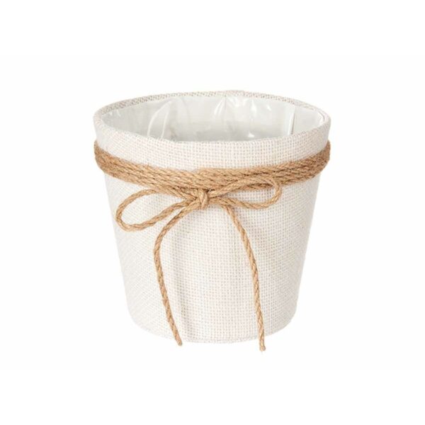 Blumentopf Ibergarden 86449 Weiß Braun Stoff Schleife 16 x 15 x 16 cm (24 Stück) – Bild 2