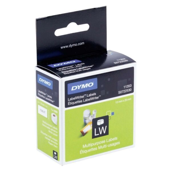 Drucker-Etiketten Dymo Weiß Schwarz 1000 Stücke 13 x 25 mm (6 Stück) – Bild 2