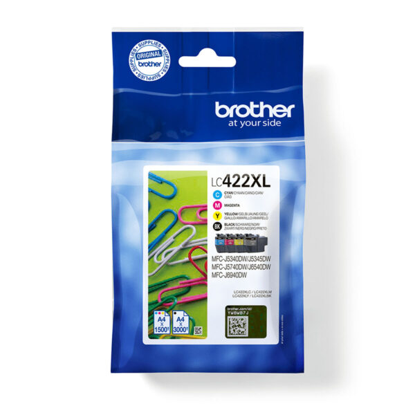 Original Tintenpatrone Brother LC422XL Schwarz/Zyanblau/Magenta/Gelb (4 Stück) – Bild 2