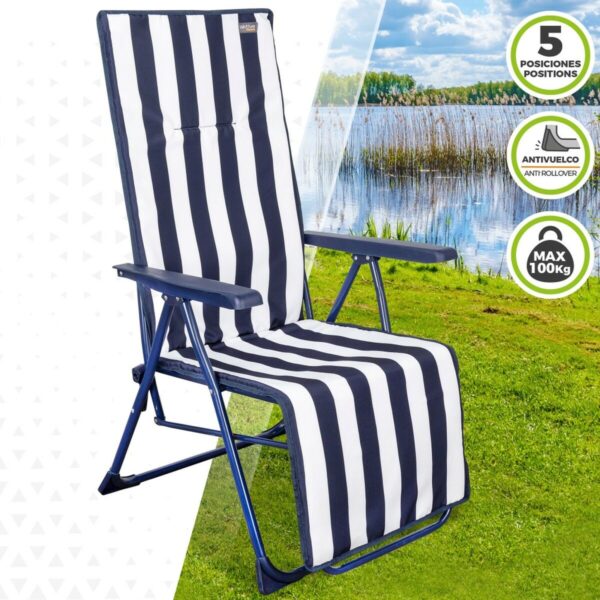 Solseng Aktive Weiß Marineblau Neigbar Gestreift 147 x 70 x 48 cm (2 Stück) – Bild 3