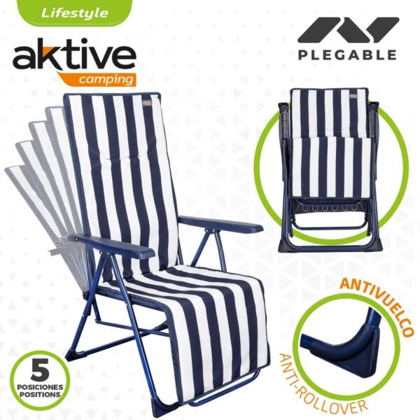 Solseng Aktive Weiß Marineblau Neigbar Gestreift 147 x 70 x 48 cm (2 Stück) – Bild 4