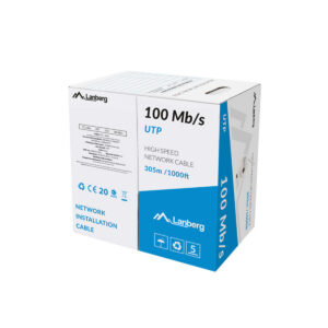 UTP starres Netzwerkkabel der Kategorie 5e Lanberg LCU5-10CC-0305-S Grau 305 m Spule 100 Mb/s 10/100/1000 Mbps