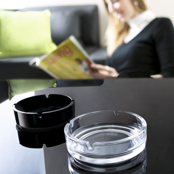 Aschenbecher Arcoroc   6 Stück Stapelbar Satz Schwarz Glas – Bild 3