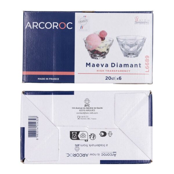 Eiscreme- und Milchshakes-Becher Arcoroc Maeva Diamant Durchsichtig 6 Stück 20 cl – Bild 3