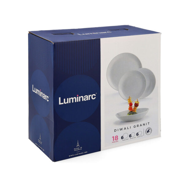 Geschirr-Set Luminarc Diwali Granit Grau Gehärtetes Glas 18 Stücke – Bild 2