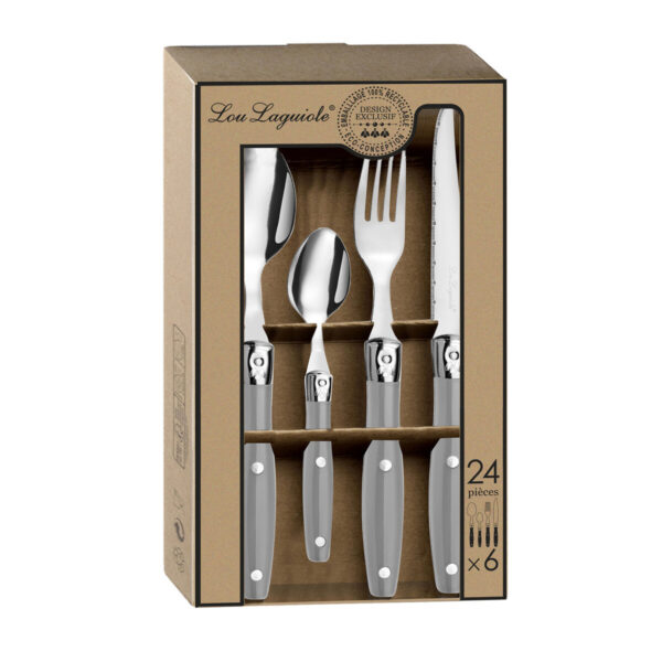 Besteck-Set Lou Laguiole Comptoir Grau Metall 24 Stücke – Bild 3