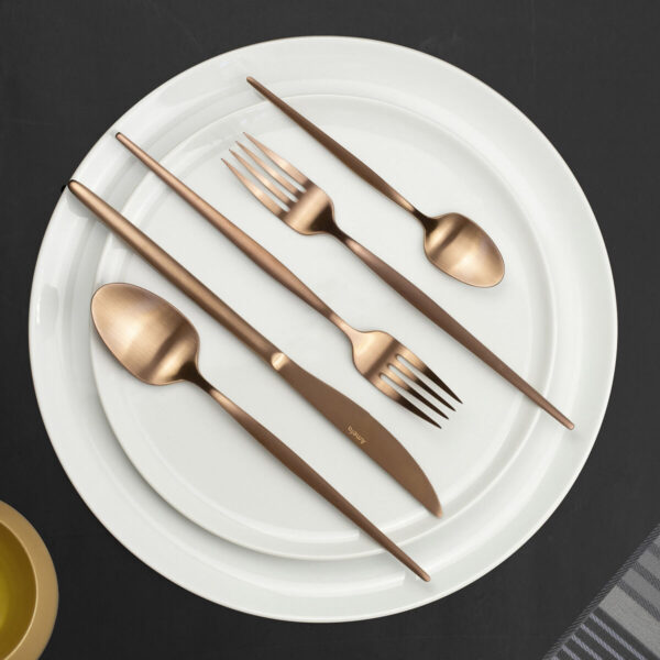 Gabel-Set Amefa Soprano Kupfer Metall Edelstahl 12 Stück – Bild 3