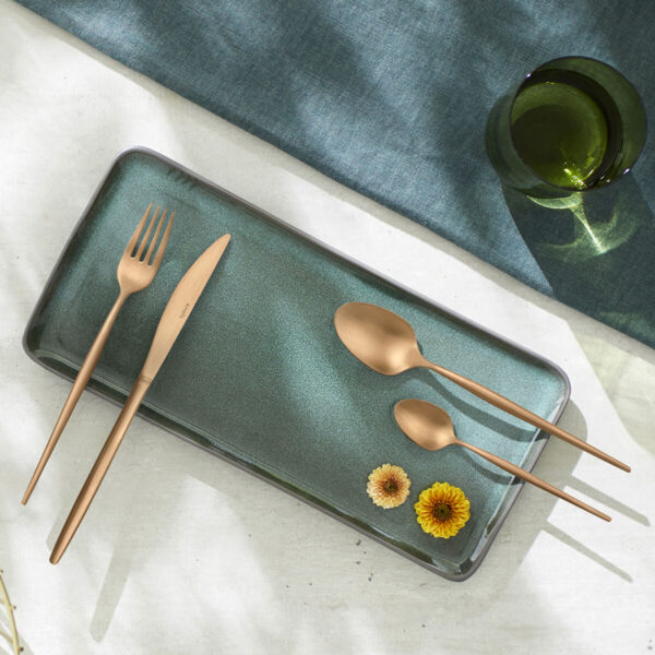 Dessertlöffel Set Amefa Soprano Kupfer Metall Edelstahl 12 Stück – Bild 2