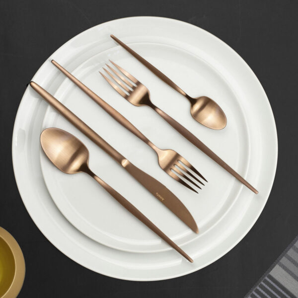 Dessertlöffel Set Amefa Soprano Kupfer Metall Edelstahl 12 Stück – Bild 3