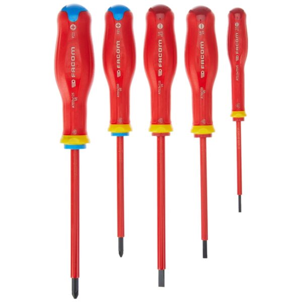 Schraubendreher-Set Facom Protwist Isolated 1000V AT5VE.PB Flach Pozidriv 5 Stücke – Bild 4