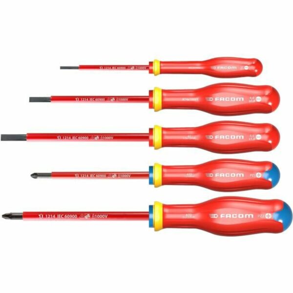 Schraubendreher-Set Facom Protwist Isolated 1000V AT5VE.PB Flach Pozidriv 5 Stücke – Bild 2