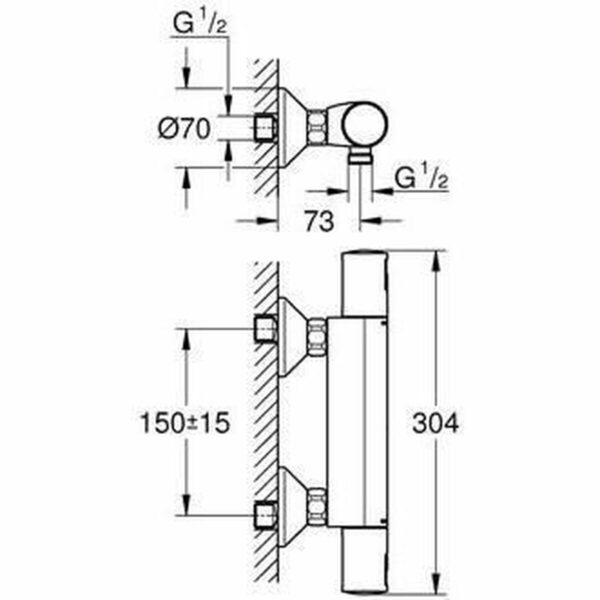 Bimando-Hahn Grohe Precision Start Dusche Matte Hinterseite Metall – Bild 5
