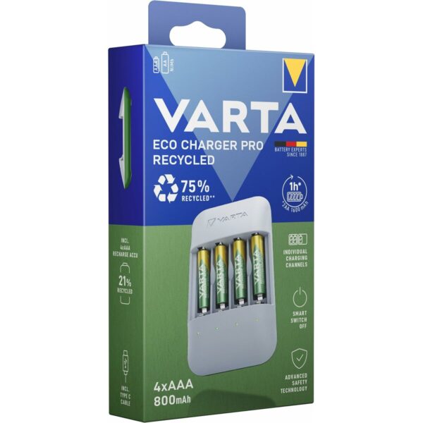 Akku-Ladegerät Varta Eco Charger Pro 56813 AAA 4 Batterien – Bild 2