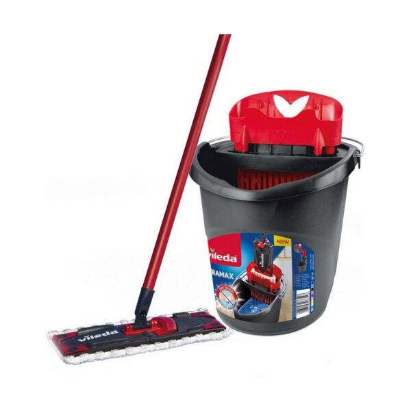 Wischmopp mit Doppeleimer Vileda Ultramax Mop Set Schwarz Rot Mikrofasern – Bild 2