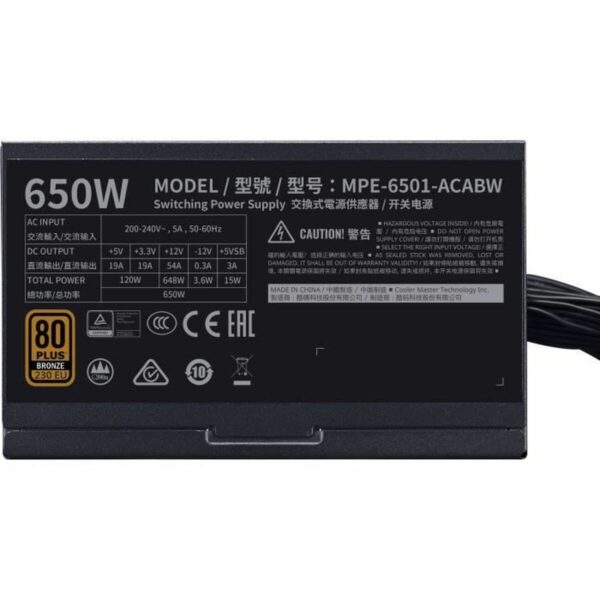 Stromquelle Cooler Master MPE-6501-ACABW-BEU ATX 650 W 80 Plus Bronze – Bild 3