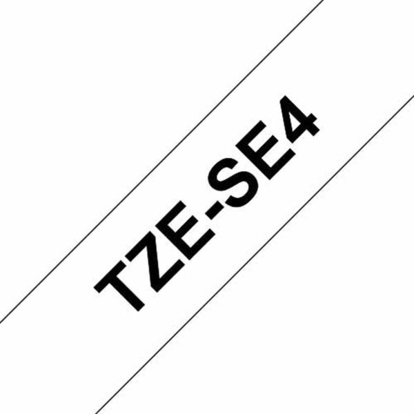 Laminiertes Klebeband zur Kennzeichnung von Maschinen Brother TZE-SE4 Schwarz/Weiß 18mm Sicherheitsband – Bild 2