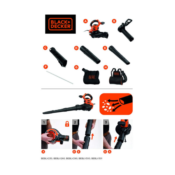Staubsauger mit Beutel Black & Decker beblv260-qs – Bild 2