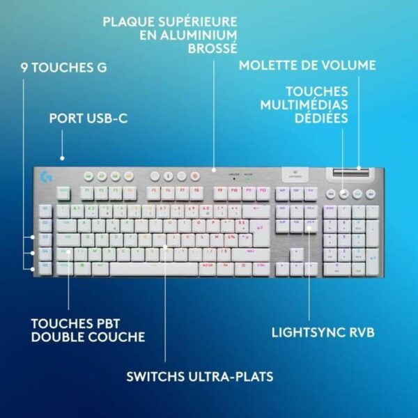 Drahtlose Tastatur Logitech G915 X Weiß AZERTY – Bild 6