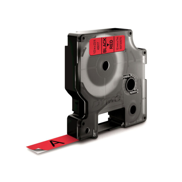 Laminiertes Klebeband zur Kennzeichnung von Maschinen Dymo D1 45017 12 mm LabelManager™ Rot Schwarz (5 Stück) – Bild 3