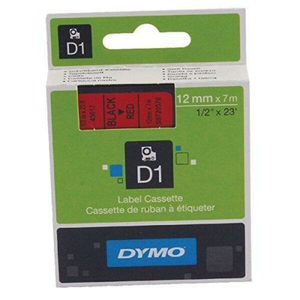 Laminiertes Klebeband zur Kennzeichnung von Maschinen Dymo D1 45017 12 mm LabelManager™ Rot Schwarz (5 Stück) – Bild 2