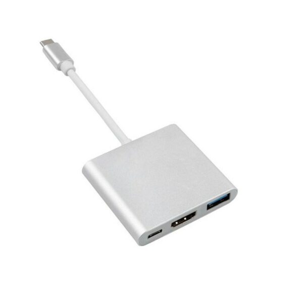 3-Port USB-C Hub MacLean MCTV-840 Silberfarben