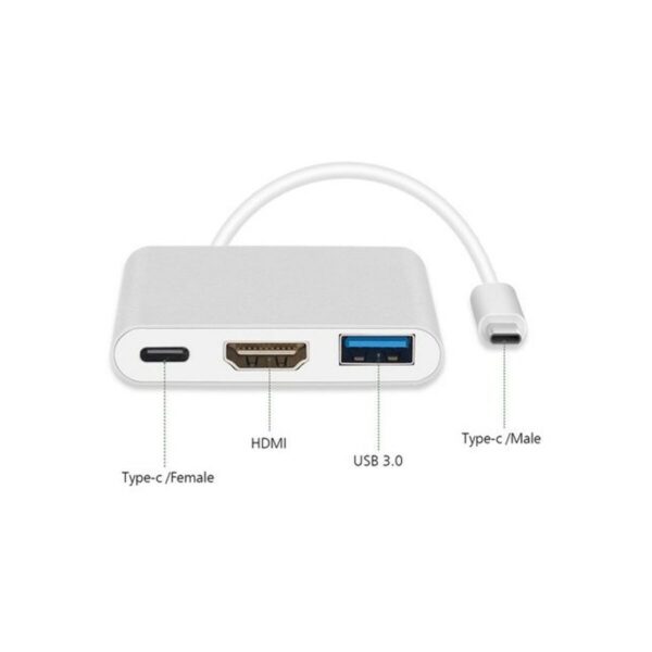 3-Port USB-C Hub MacLean MCTV-840 Silberfarben – Bild 2