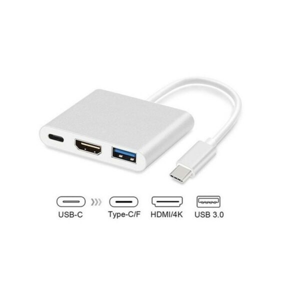 3-Port USB-C Hub MacLean MCTV-840 Silberfarben – Bild 3