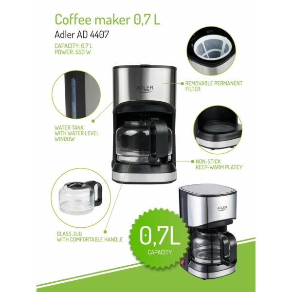 Filterkaffeemaschine Adler AD 4407 550 W 700 ml – Bild 5
