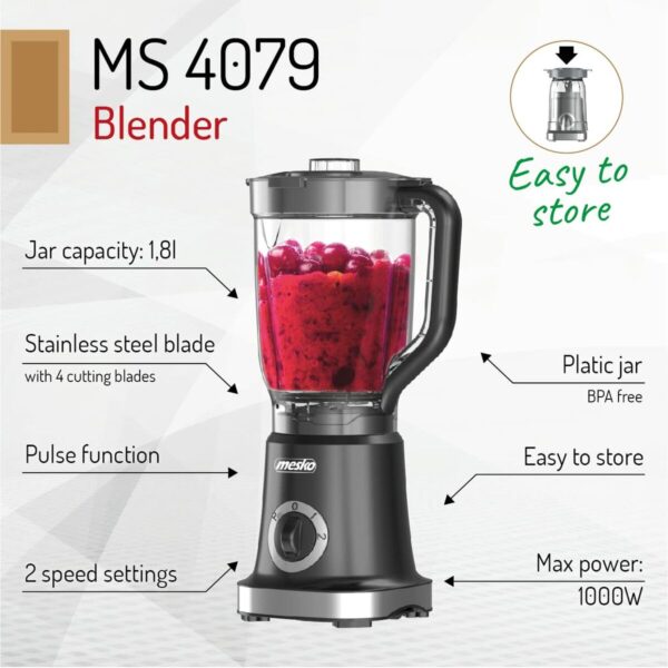 Standmixer Adler Schwarz 1000 W – Bild 2